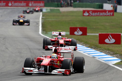 Felipe Massa, Scuderia Ferrari leads Fernando Alonso, Scuderia Ferrari