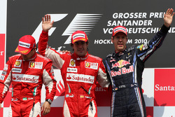Podium: race winner Fernando Alonso, Scuderia Ferrari, second place Felipe Massa, Scuderia Ferrari, third place Sebastian Vettel, Red Bull Racing