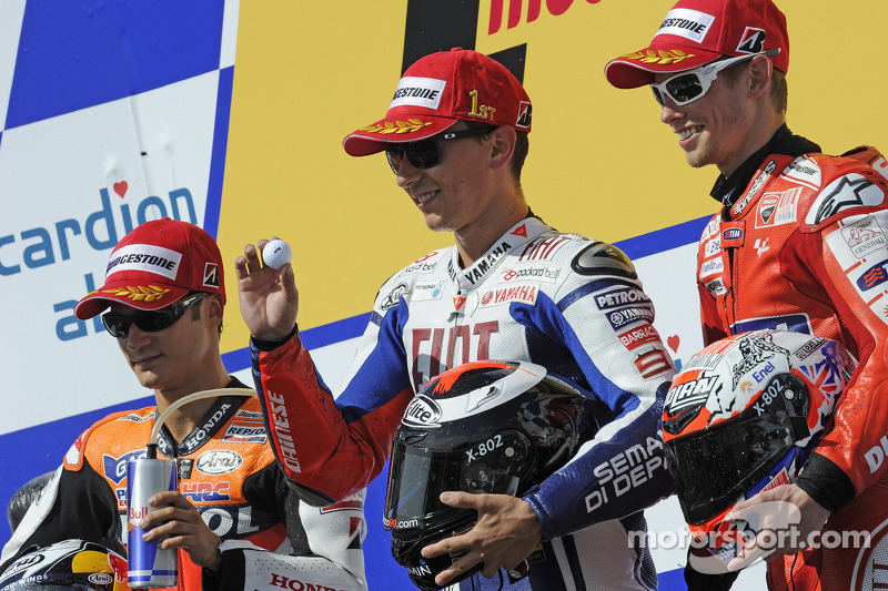 Peraih podium: Jorge Lorenzo, Dani Pedrosa dan Casey Stoner.