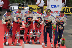 Podium: winners Sébastien Loeb and Daniel Elena, Citroën C4, Citroën Total World Rally Team, second place Daniel Sordo and Diego Vallejo, Citroën C4 Citroën Total World Rally Team, third place Sébastien Ogier and Julien Ingrassia, Citroën C4 WRC, C
