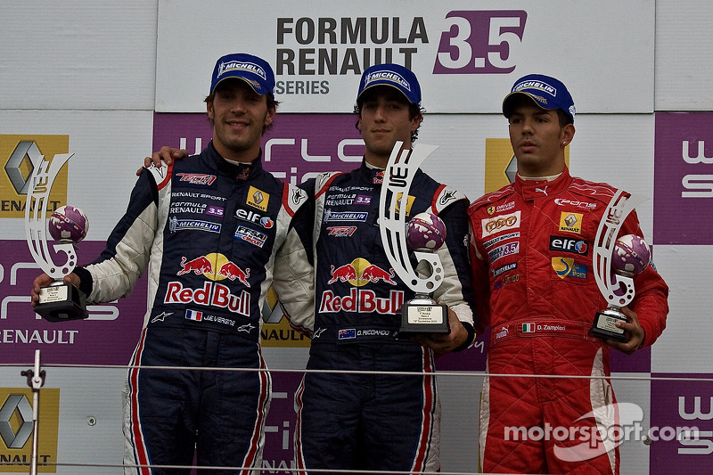 Podium des rookies : Jean-Eric Vergne, Daniel Ricciardo et Daniel Zampieri