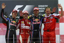 Podium: race winner Fernando Alonso, Scuderia Ferrari, Sebastian Vettel, Red Bull Racing, Mark Webber, Red Bull Racing