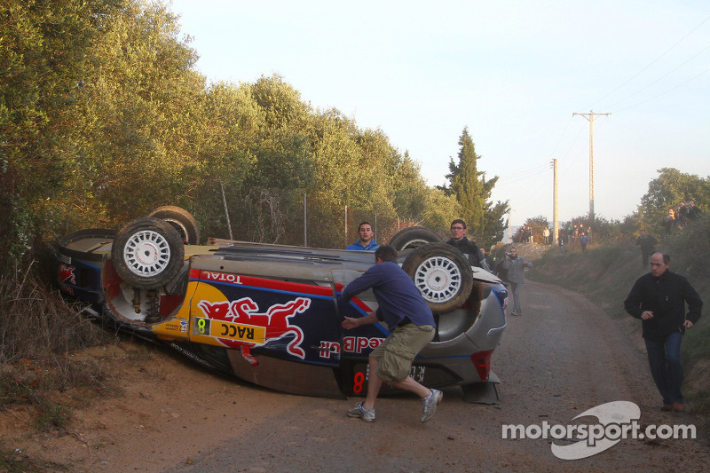 Crash voor Kimi Raikkonen en Kaj Lindstrom, Citroën C4 WRC, Citroën Junior Team