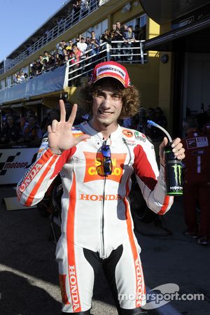 Derde plaats Marco Simoncelli, San Carlo Honda Gresini