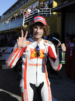 Derde plaats Marco Simoncelli, San Carlo Honda Gresini