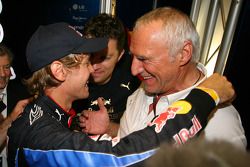 Sebastian Vettel, Red Bull Racing en Dietrich Mateschitz, eigenaar Red Bull