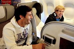 Mark Webber y Sebastian Vettel en su vuelo a las oficinas de Red Bull