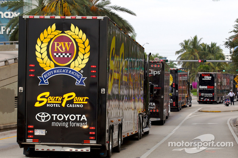 NASCAR haulers enter Miami Beach