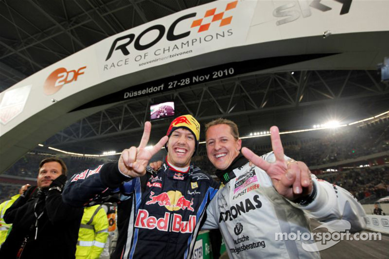 Nations Cup winners Michael Schumacher and Sebastian Vettel for Team Germany