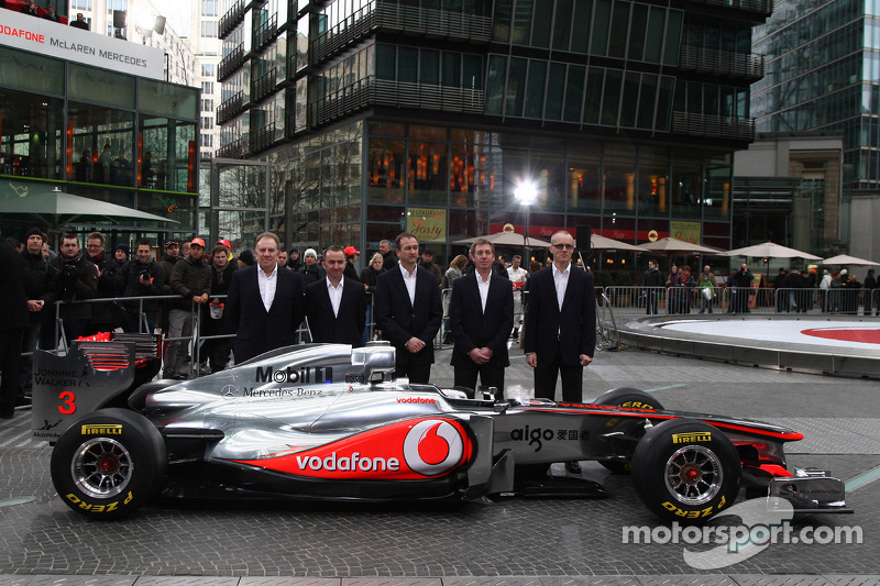 Neil Oatey, McLaren, directeur exécutif de l'ingénierie, Paddy Lowe McLaren, directeur de l'ingénierie, Jonathan Neale, McLaren, Tim Goss, McLaren, Simon Roberts McLaren