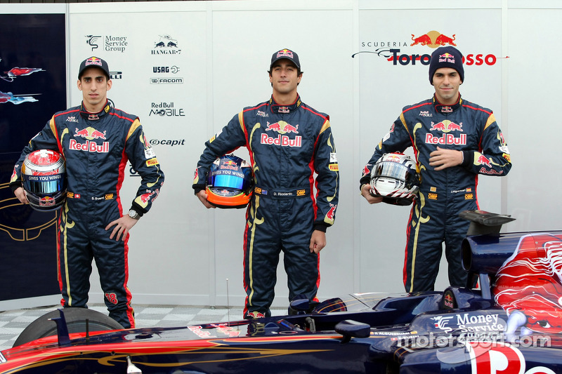 Sebastien Buemi, Scuderia Toro Rosso with Daniel Ricciardo Test Driver, Scuderia Toro Rosso and Jaime Alguersuari, Scuderia Toro Rosso