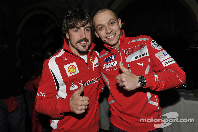 Fernando Alonso, Scuderia Ferrari; Valentino Rossi, Ducati