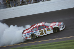 Race winner Trevor Bayne, Wood Brothers Racing Ford celebrates