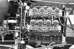 The 3.0-liter Ford DFV V8 engine packaged neatly in the back of the Lotus 49.