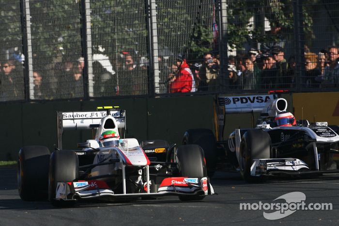 Sergio Perez, Sauber F1 Team y Rubens Barrichello, Williams F1 Team