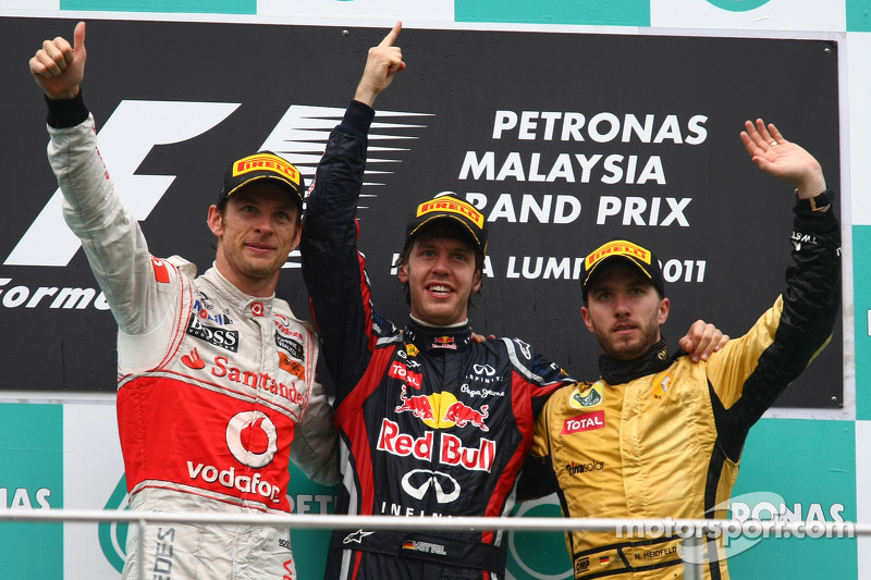 2011: 1. Sebastian Vettel, 2. Jenson Button, 3. Nick Heidfeld
