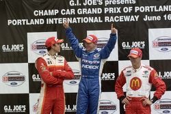 Victory podium:Justin Wilson, A.J. Allmendinger and Sébastien Bourdais