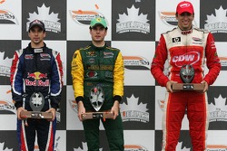 Podium: race winner Will Power with Neel Jani and Justin Wilson
