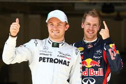 Pole para Sebastian Vettel, Red Bull Racing, tercero Nico Rosberg, Mercedes GP F1 Team