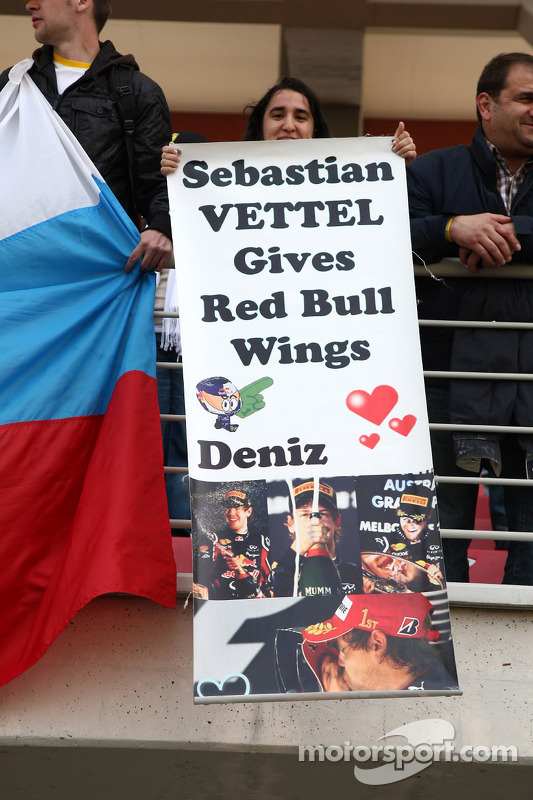 A banner in the crowd for Sebastian Vettel, Red Bull Racing