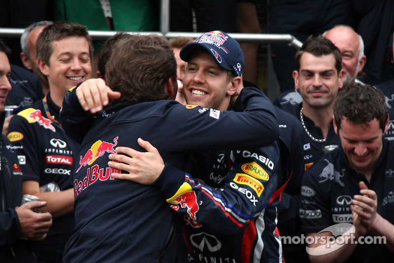 Red Bull team celebration Christian Horner, Red Bull Racing, Direktör, Sebastian Vettel, Red Bull Ra