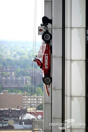 Stunt with an IRL car on a building at Indianapolis