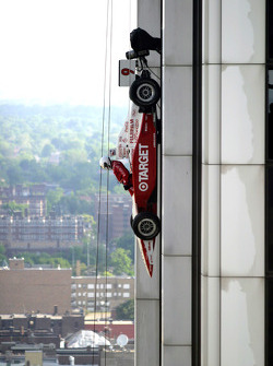 Stunt with an IRL car on a building at Indianapolis