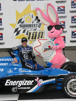 Pole winner Scott Dixon celebrates