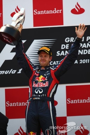 Podium: race winner Sebastian Vettel, Red Bull Racing