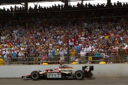 J.R. Hildebrand, Panther Racing crashes into the wall in turn 4 on the last lap