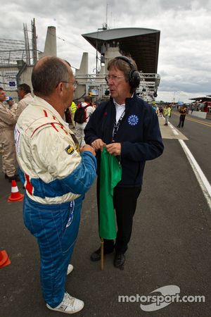 Daniel Poissenot about the give the green flag to start the first practice session