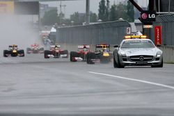 Sebastian Vettel, Red Bull Racing behind the safety car