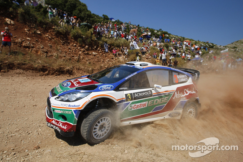 Mikko Hirvonen y Jarmo Lehtinen, Ford Fiesta RS WRC, BP Ford Abu Dhabi World Rally Team