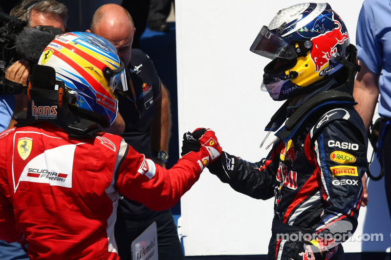 Sebastian Vettel, Red Bull Racing en Fernando Alonso, Scuderia Ferrari