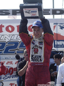 Victory lane: Dan Wheldon celebrates