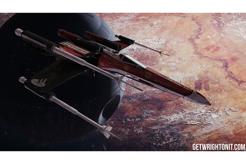 Star Wars X,Wing con la decoración de Ferrari