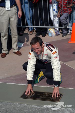 Last year's winner Cristiano da Matta now has his name on the Walk of Fame at California Speedway