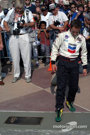 Last year's winner Cristiano da Matta now has his name on the Walk of Fame at California Speedway