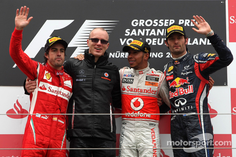 Podyum: Yarış galibi Lewis Hamilton, McLaren Mercedes, 2. Fernando Alonso, Scuderia Ferrari, 3. Mark