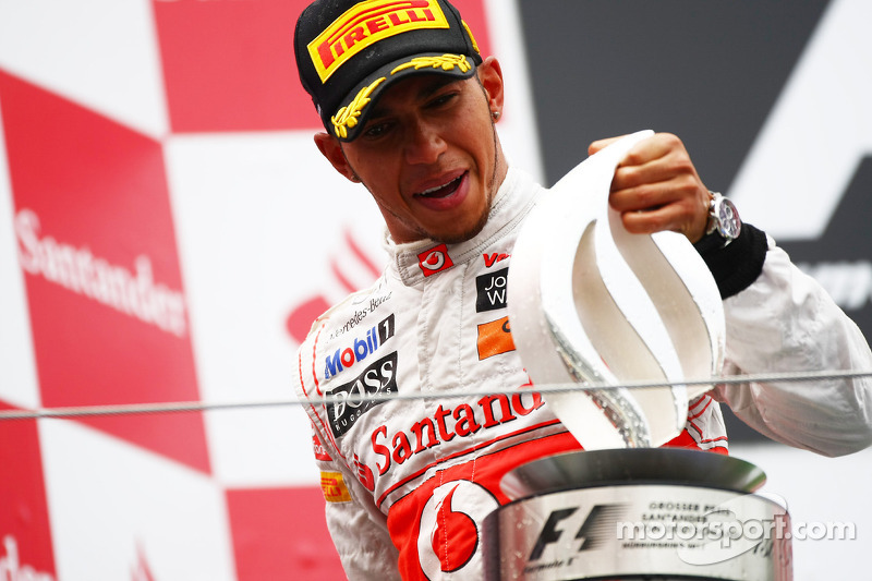 Podium: race winner Lewis Hamilton, McLaren Mercedes