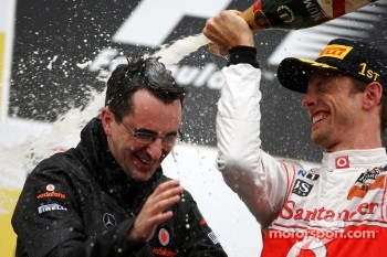 Podium: race winner Jenson Button, McLaren Mercedes