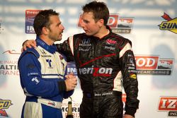 Podium: race winner Will Power, Team Penske, second place Oriol Servia, Newman/Haas Racing