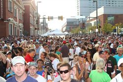 Crowd at the podium celebration