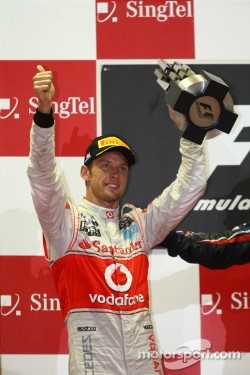 Podium: second place Jenson Button, McLaren Mercedes