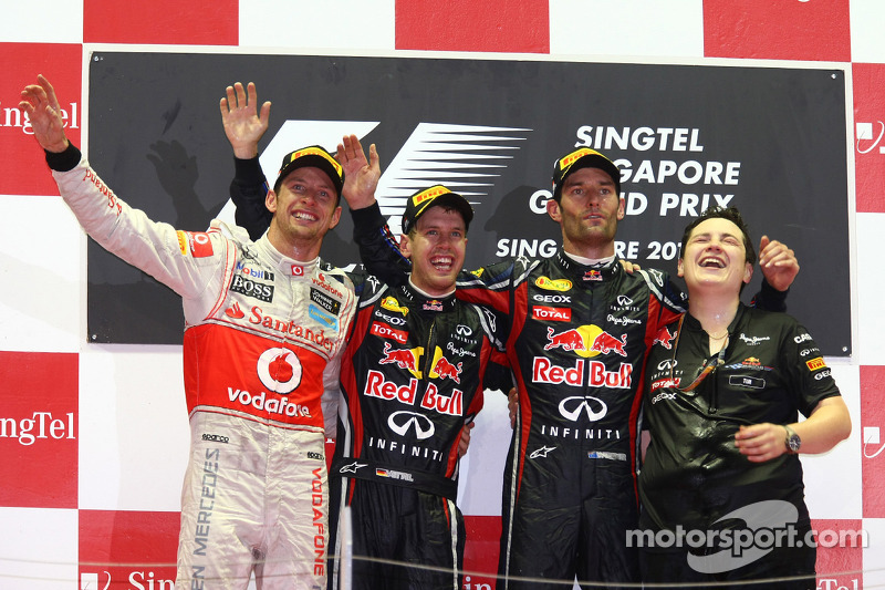 2011: 1. Sebastian Vettel, 2. Jenson Button, 3. Mark Webber