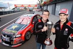 Race winners Garth Tander and Nick Percat celebrate