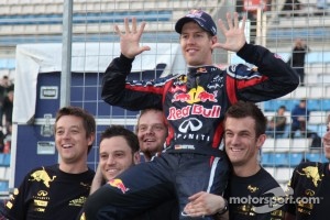 Sebastian Vettel, Red Bull Racing celebrates the teams World championship