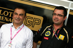 Carlos Ghosn, CEO Renault-Nissan ve Eric Boullier, Takım Patronu, Lotus Renault GP