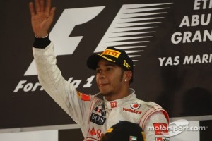 Podium: race winner Lewis Hamilton, McLaren Mercedes