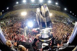 Victory lane: NASCAR Sprint Cup Series 2011 champion Tony Stewart, Stewart-Haas Racing Chevrolet celebrates